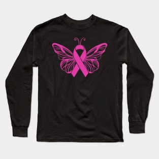 Awareness Ribbon butterfly Pink Long Sleeve T-Shirt